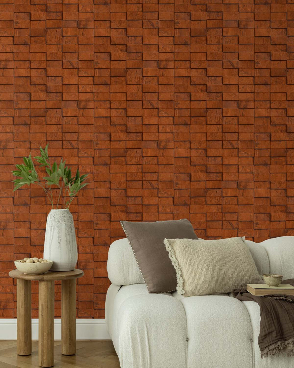 Caramel Cafe Uneven Tile Wallpaper R10577