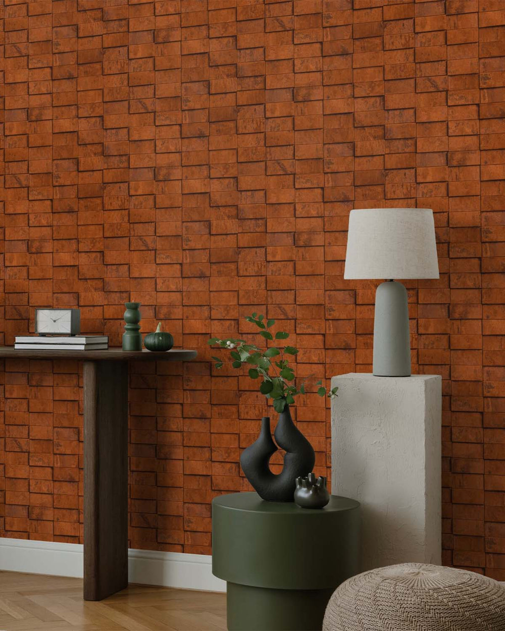 Caramel Cafe Uneven Tile Wallpaper R10577
