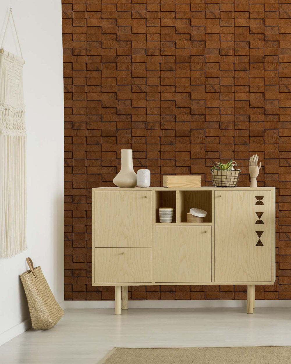 Caramel Cafe Uneven Tile Wallpaper R10577