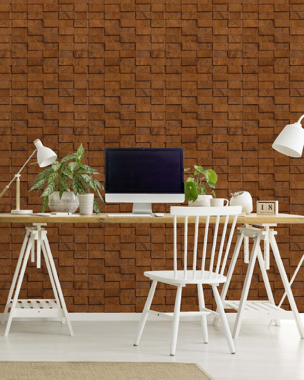 Caramel Cafe Uneven Tile Wallpaper R10577