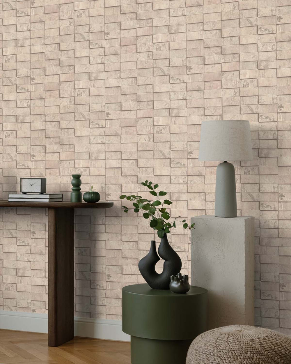 Steveareno Beige Uneven Tile Wallpaper R10580