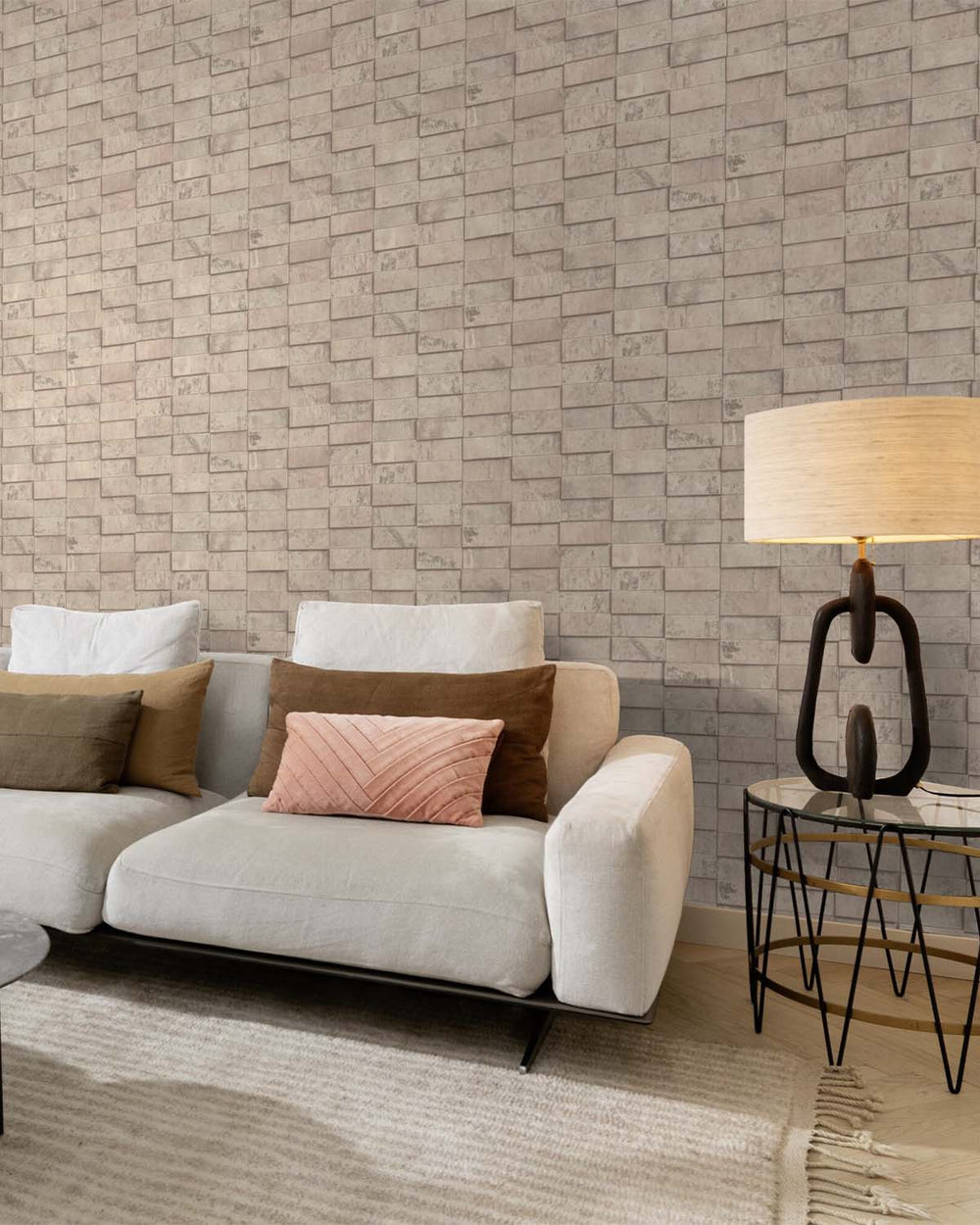 Steveareno Beige Uneven Tile Wallpaper R10580