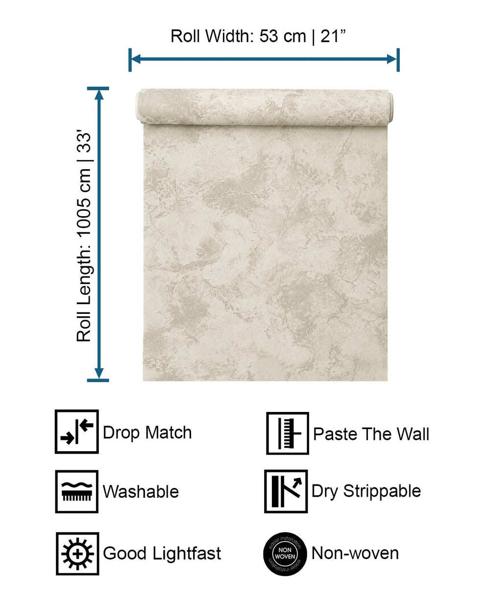 Antique White Abstract  Concrete Effect Wallpaper R10581
