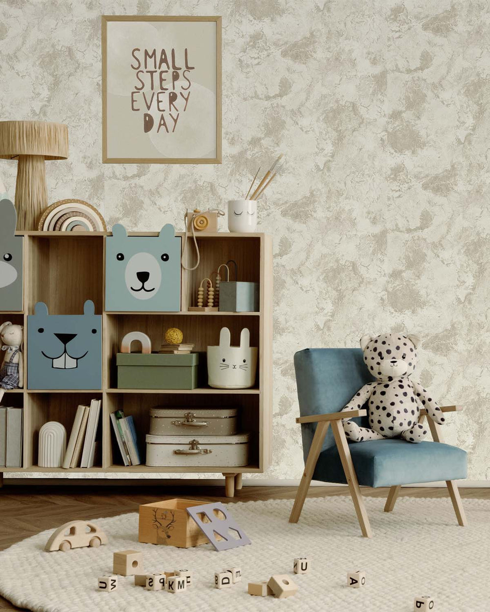 Antique White Abstract  Concrete Effect Wallpaper R10581