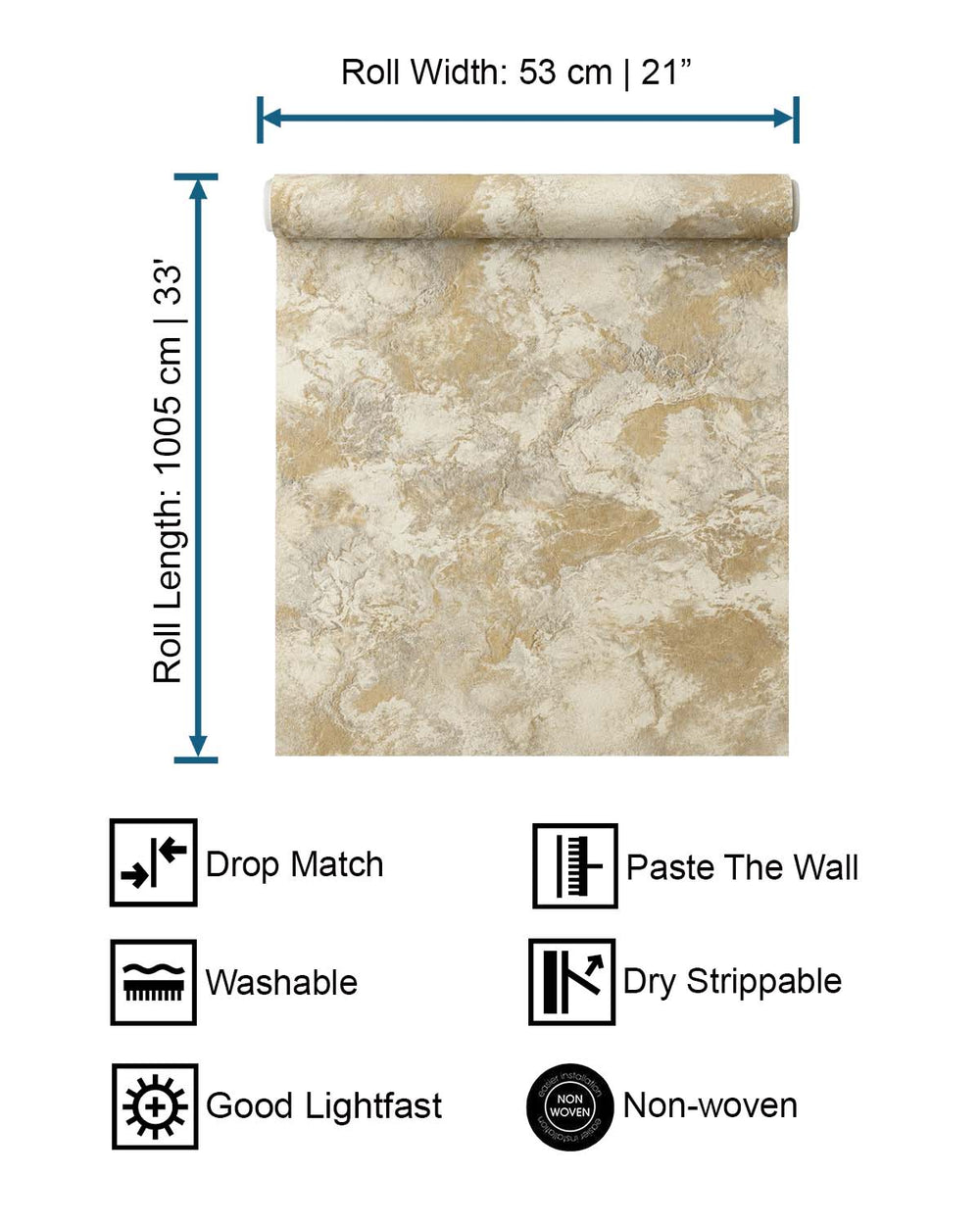 Flickering Gold Abstract  Concrete Effect Wallpaper R10582