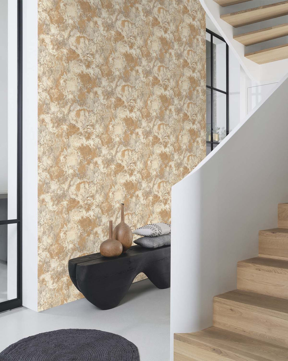Flickering Gold Abstract  Concrete Effect Wallpaper R10582