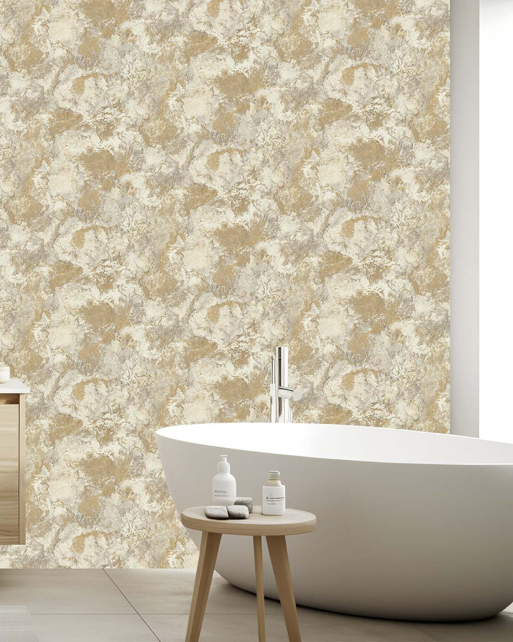 Flickering Gold Abstract  Concrete Effect Wallpaper R10582