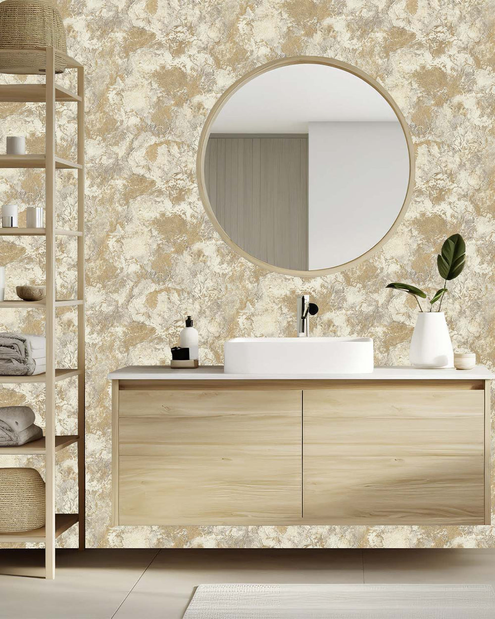 Flickering Gold Abstract  Concrete Effect Wallpaper R10582