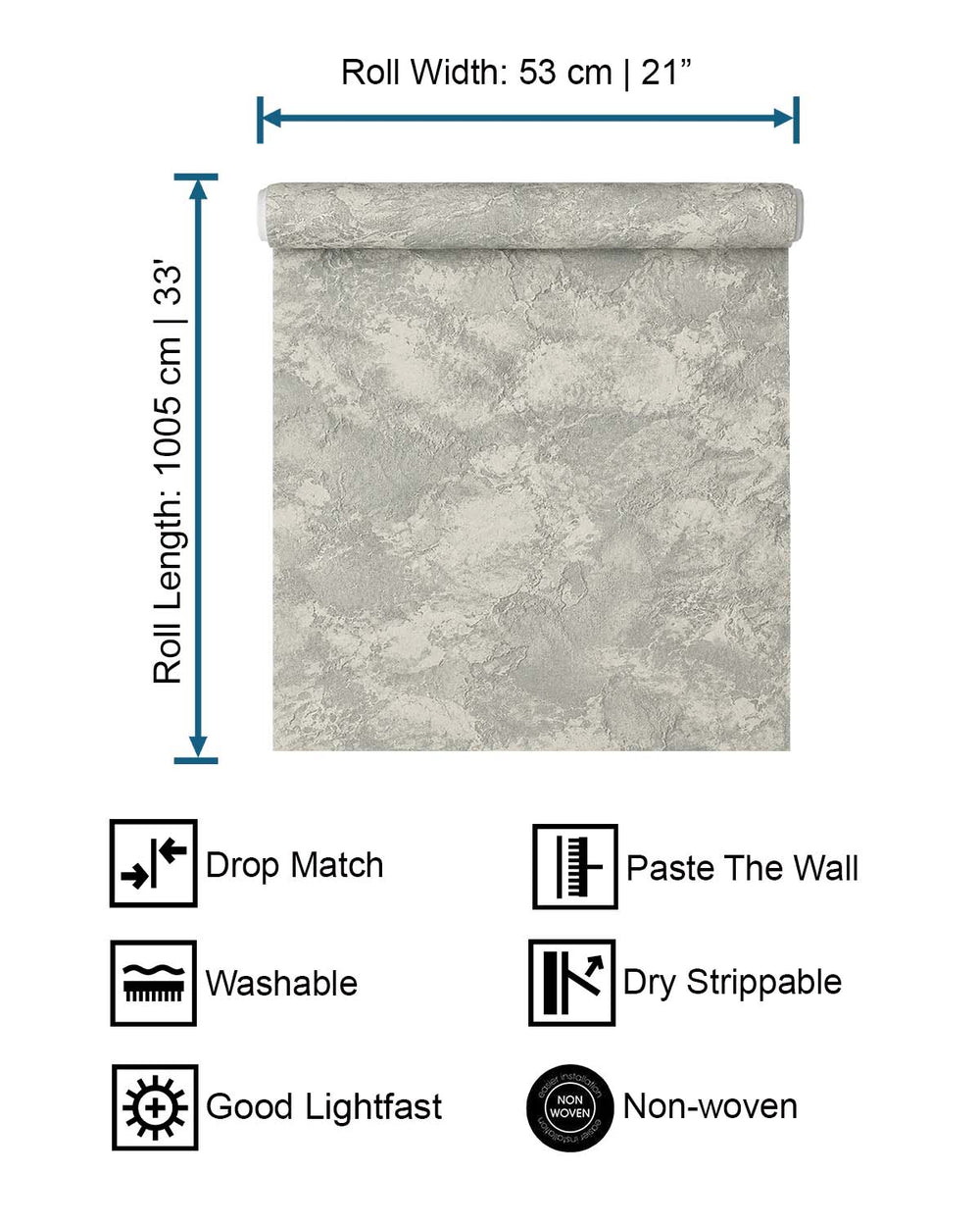 Grey Porcelain Abstract  Concrete Effect Wallpaper R10583