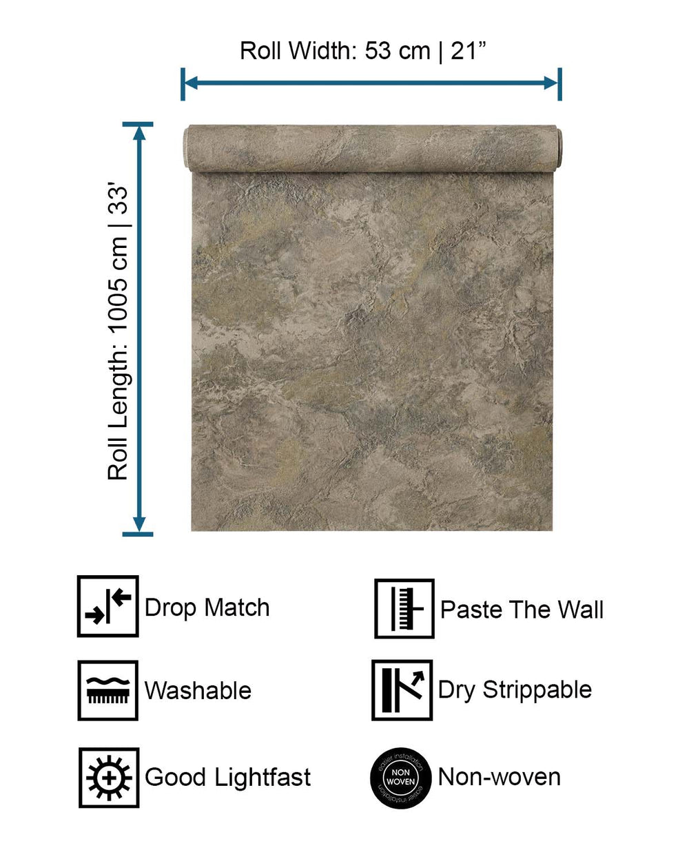 Bronco Brown Abstract  Concrete Effect Wallpaper R10584