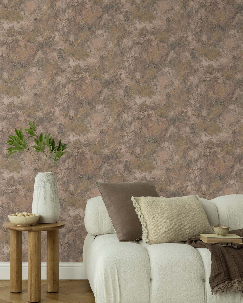 Bronco Brown Abstract  Concrete Effect Wallpaper R10584