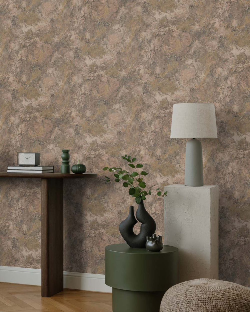 Bronco Brown Abstract  Concrete Effect Wallpaper R10584