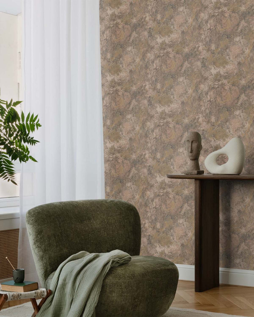 Bronco Brown Abstract  Concrete Effect Wallpaper R10584