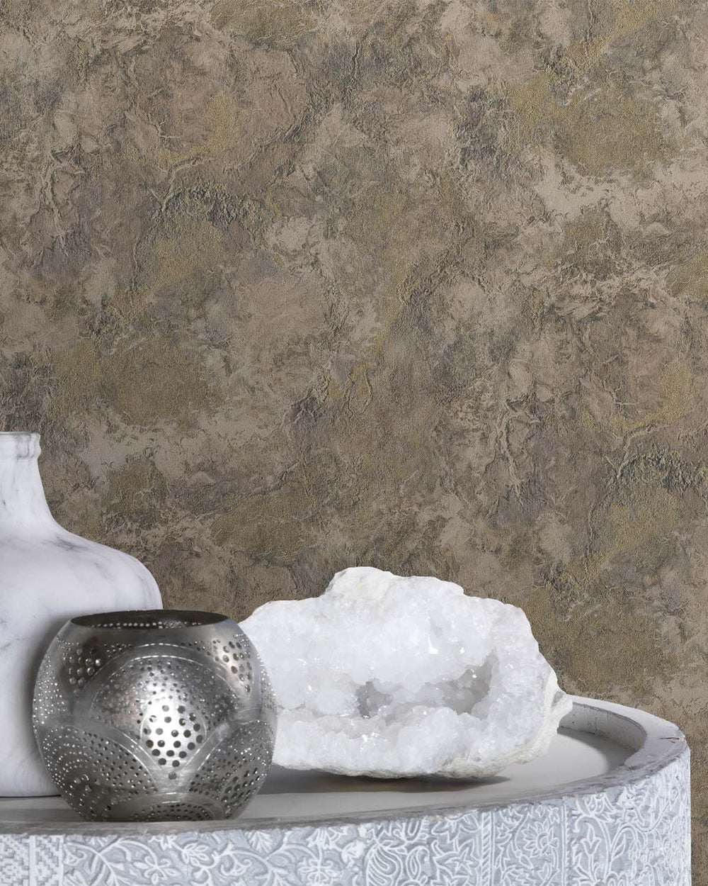 Bronco Brown Abstract  Concrete Effect Wallpaper R10584