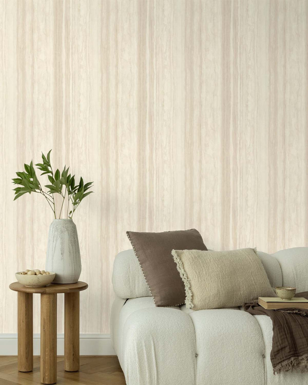 Alhambra Cream Faux Wood Effect Wallpaper R10585