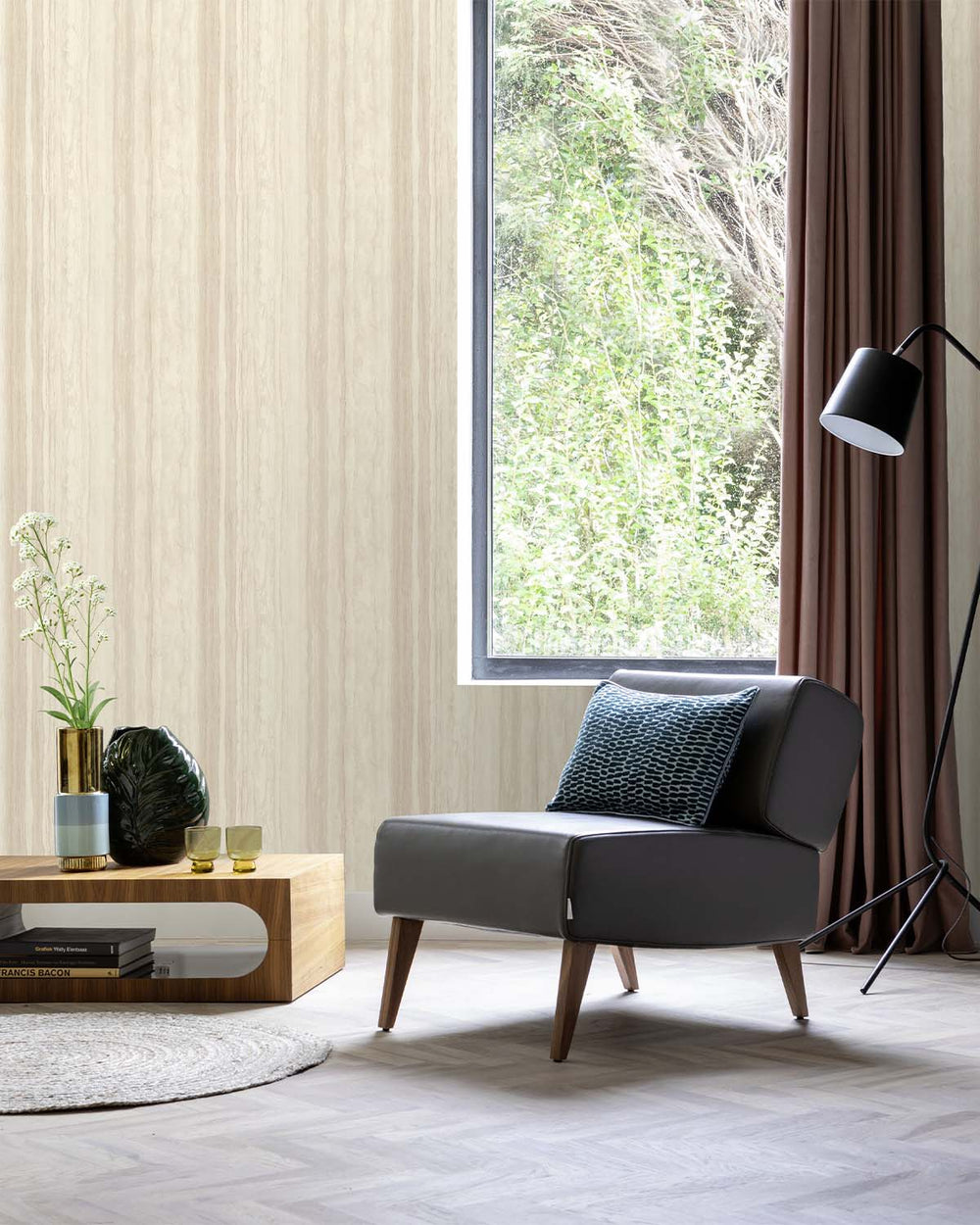 Alhambra Cream Faux Wood Effect Wallpaper R10585