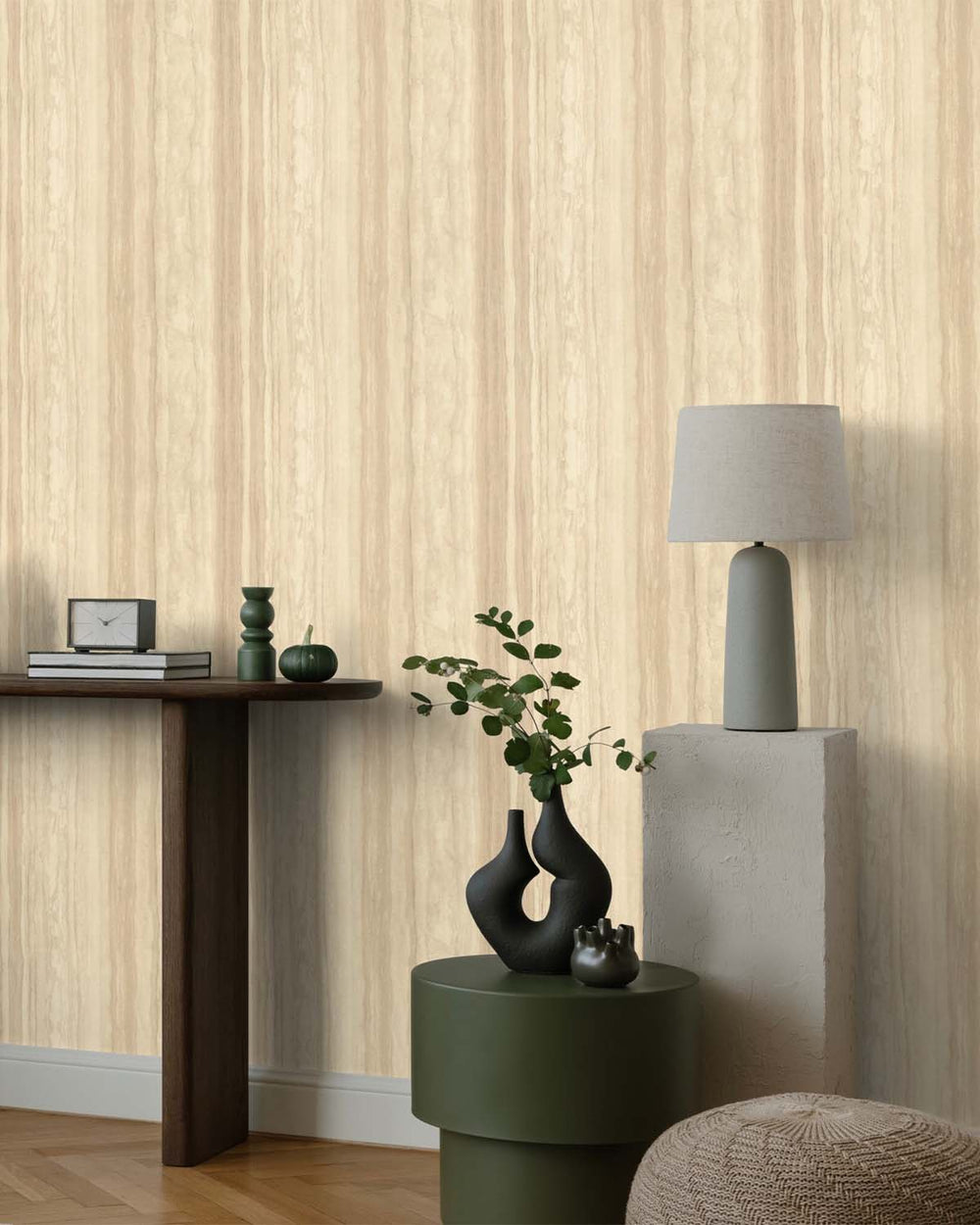 Dusty Ivory Faux Wood Effect Wallpaper R10586