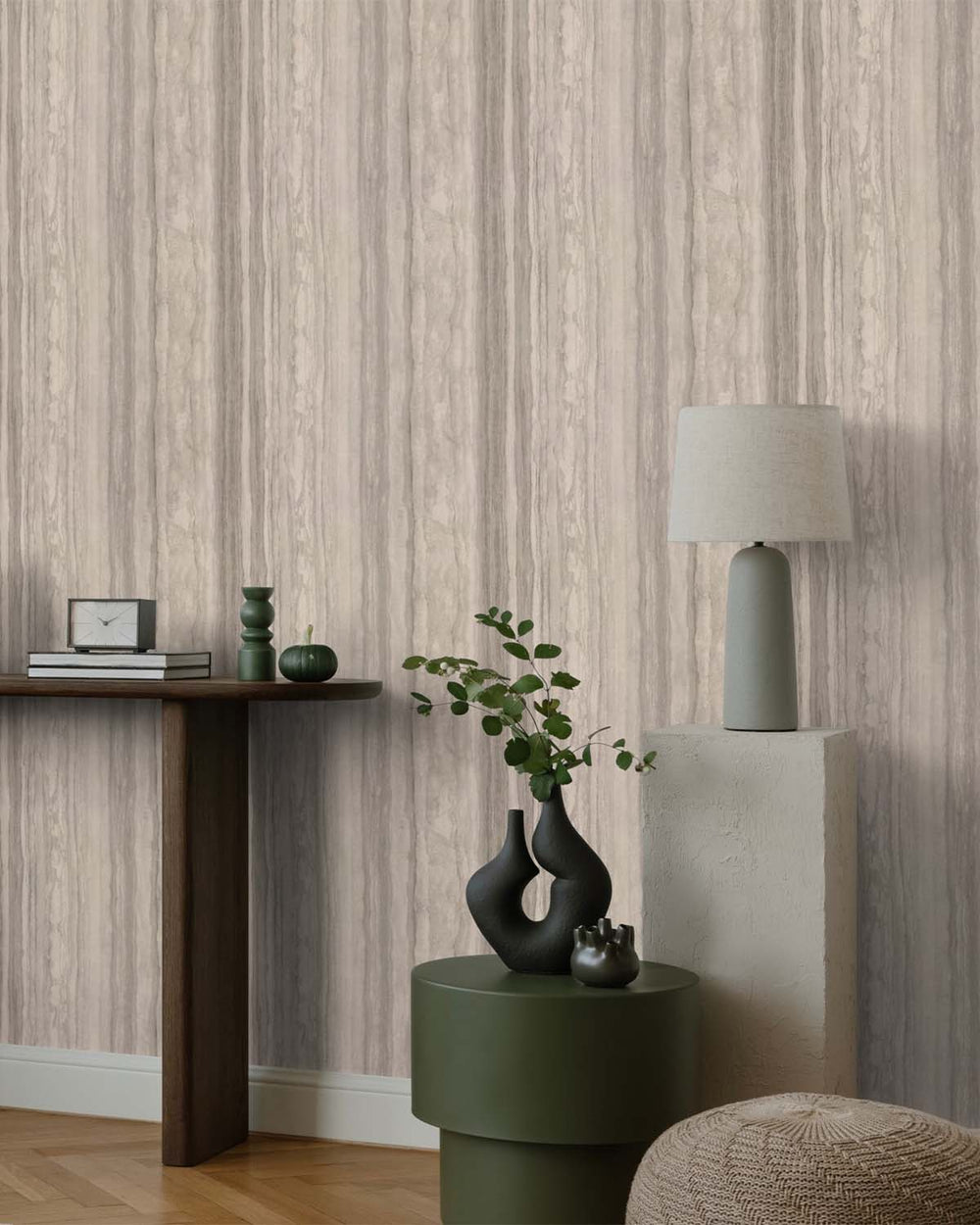 Cobblestone Grey Faux Wood Effect Wallpaper R10587