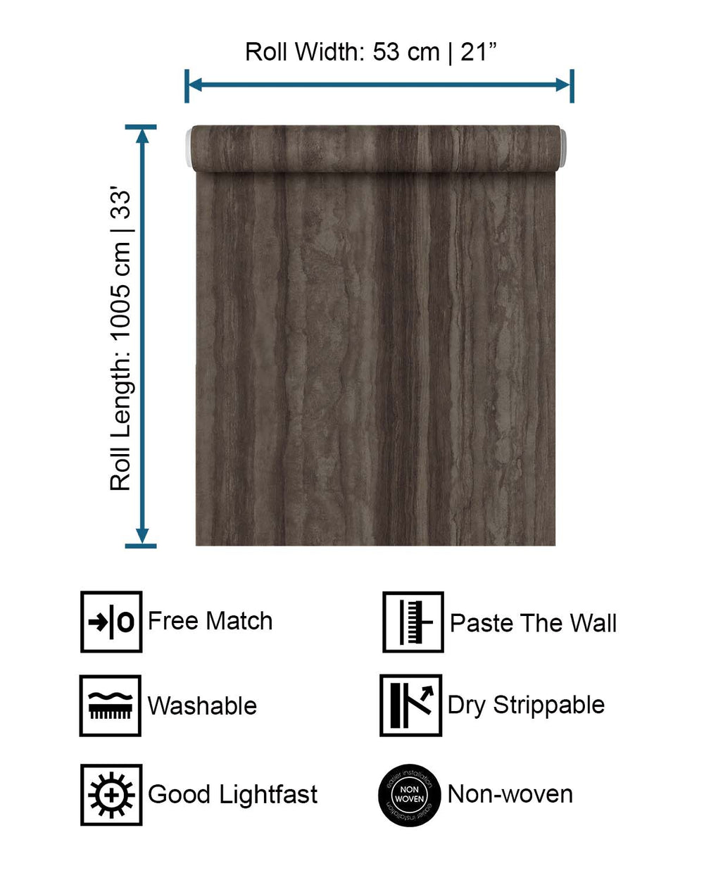 Brown Pepper Faux Wood Effect Wallpaper R10588
