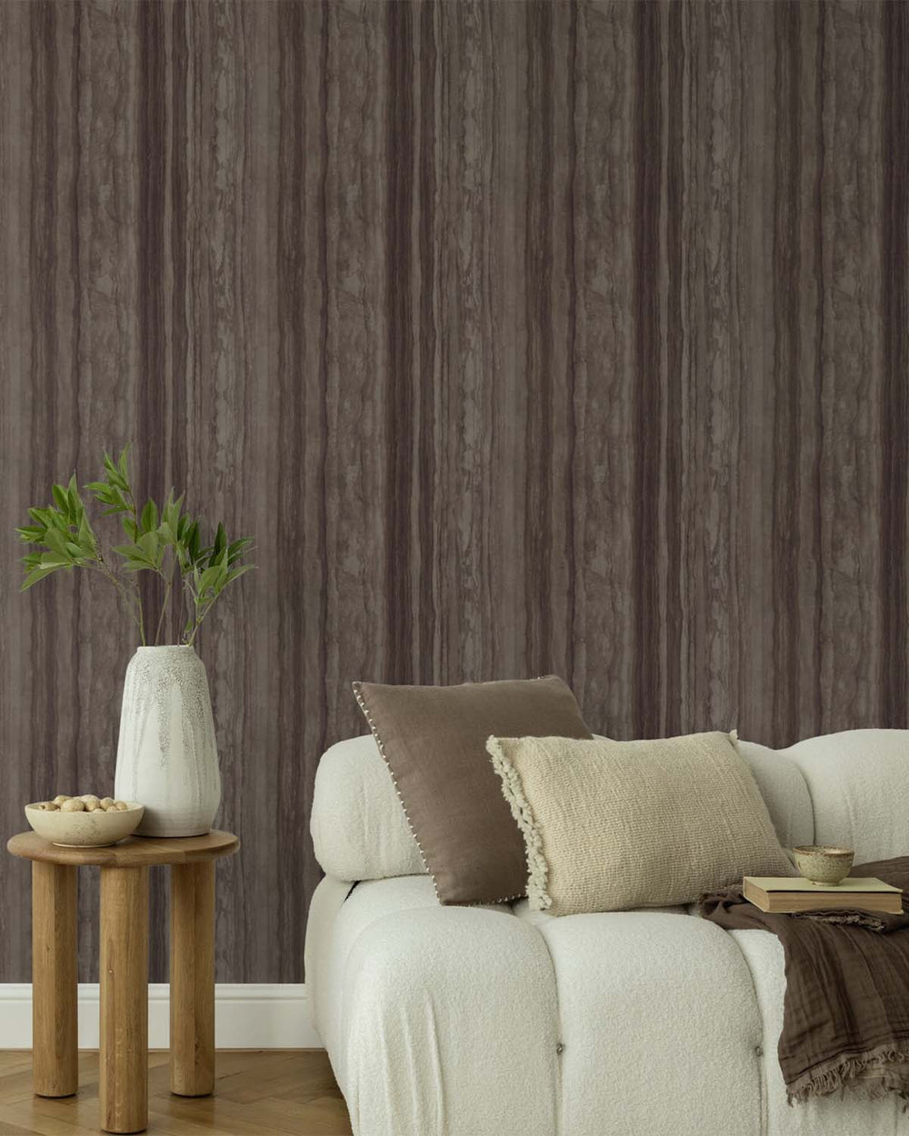 Brown Pepper Faux Wood Effect Wallpaper R10588