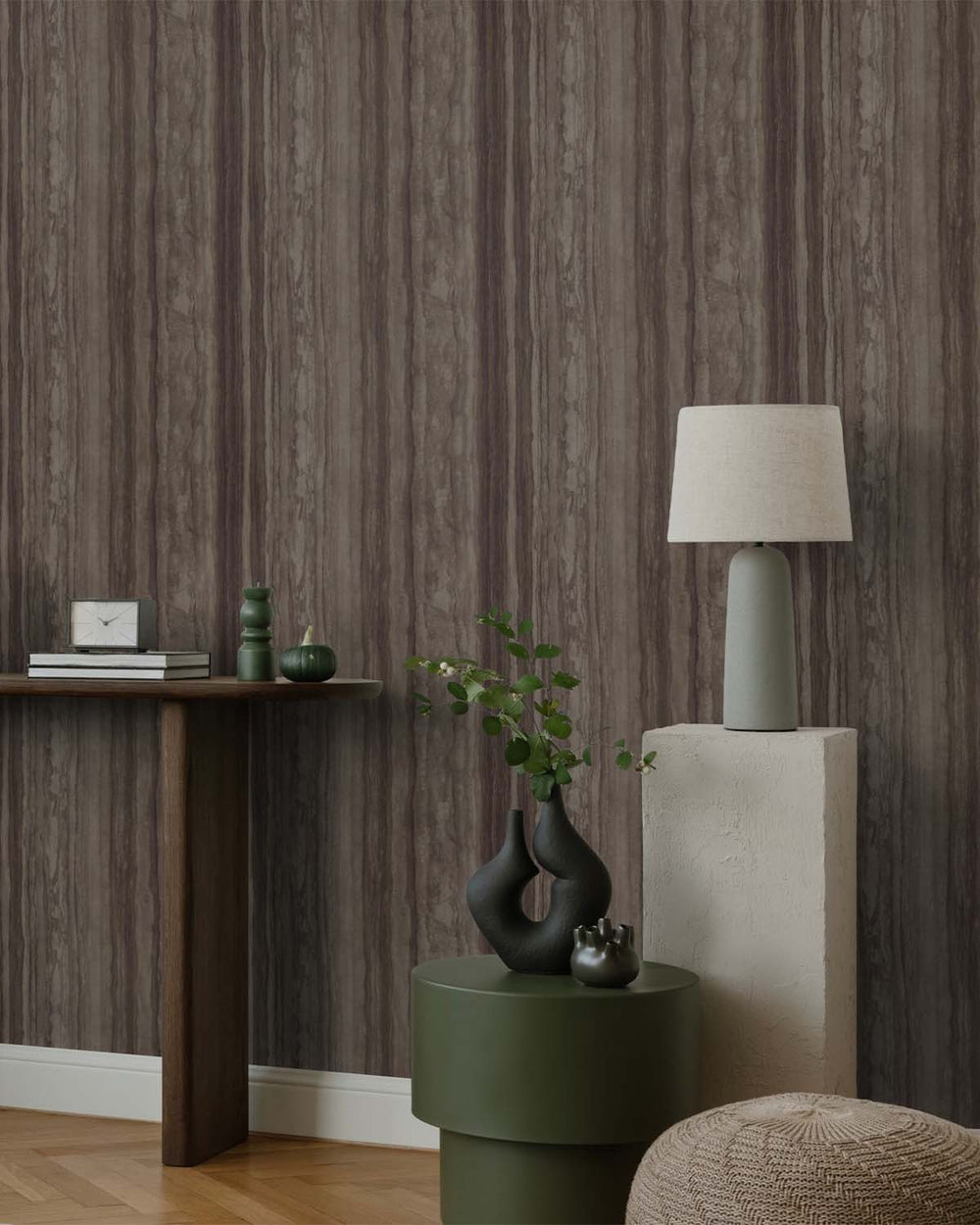 Brown Pepper Faux Wood Effect Wallpaper R10588