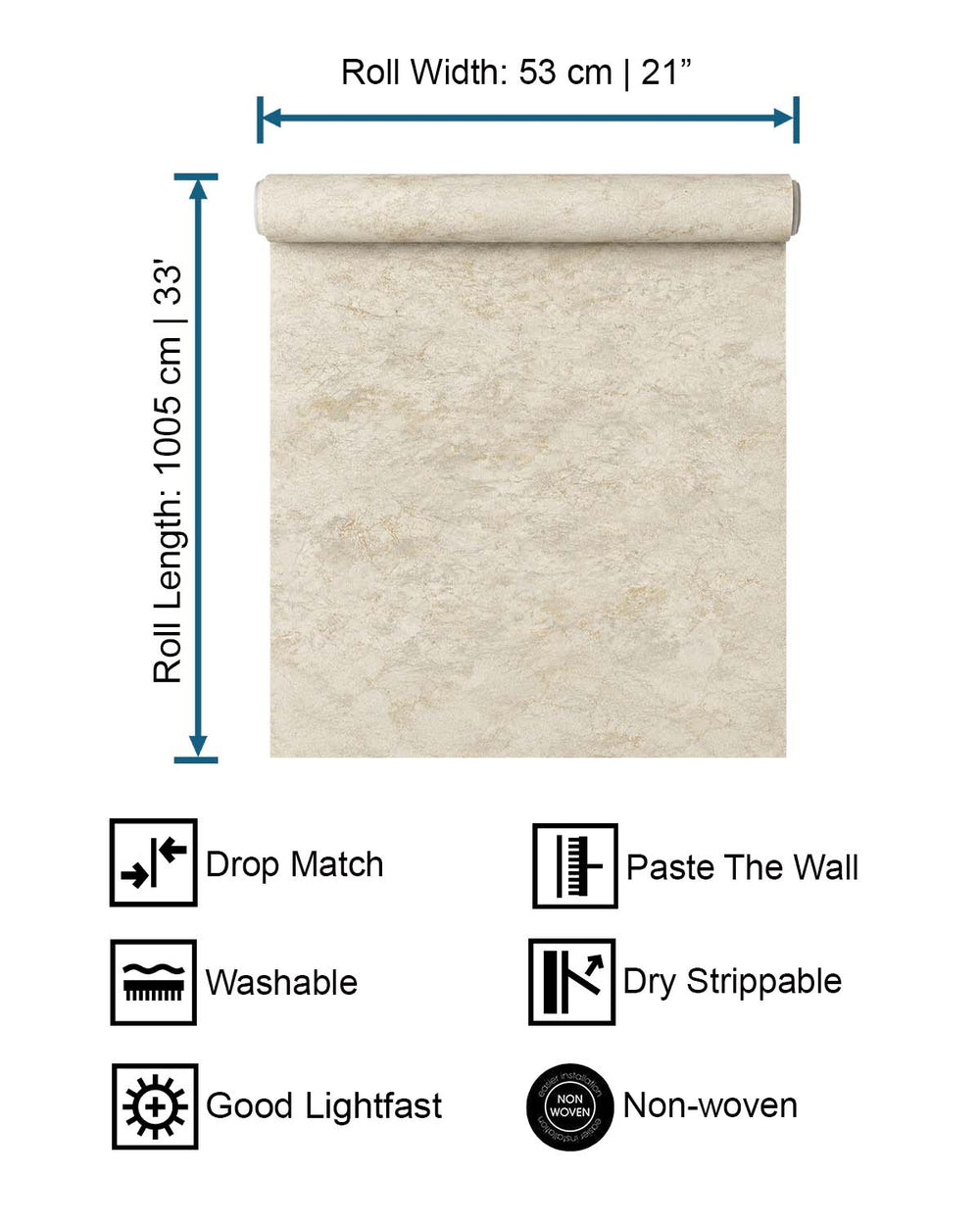 Spanish White Faux Concrete Wallpaper R10589