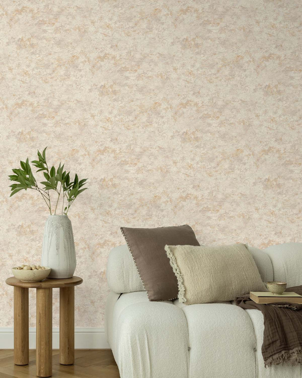 Spanish White Faux Concrete Wallpaper R10589
