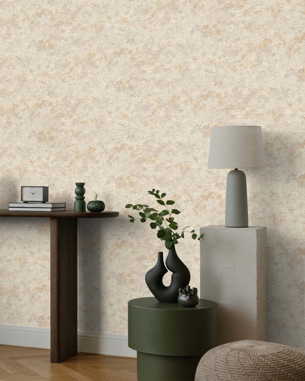 Spanish White Faux Concrete Wallpaper R10589