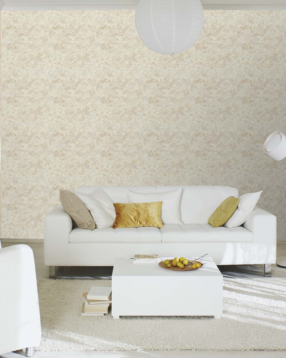 Spanish White Faux Concrete Wallpaper R10589