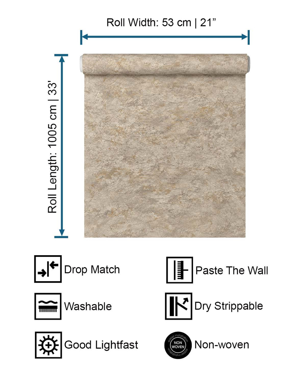 Best Beige Faux Concrete Wallpaper R10590
