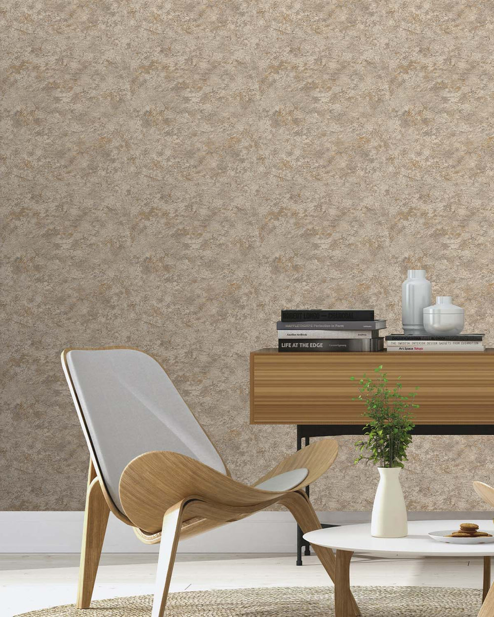 Best Beige Faux Concrete Wallpaper R10590