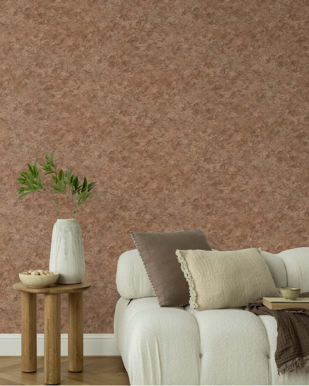 Greyish Brown Faux Concrete Wallpaper R10591