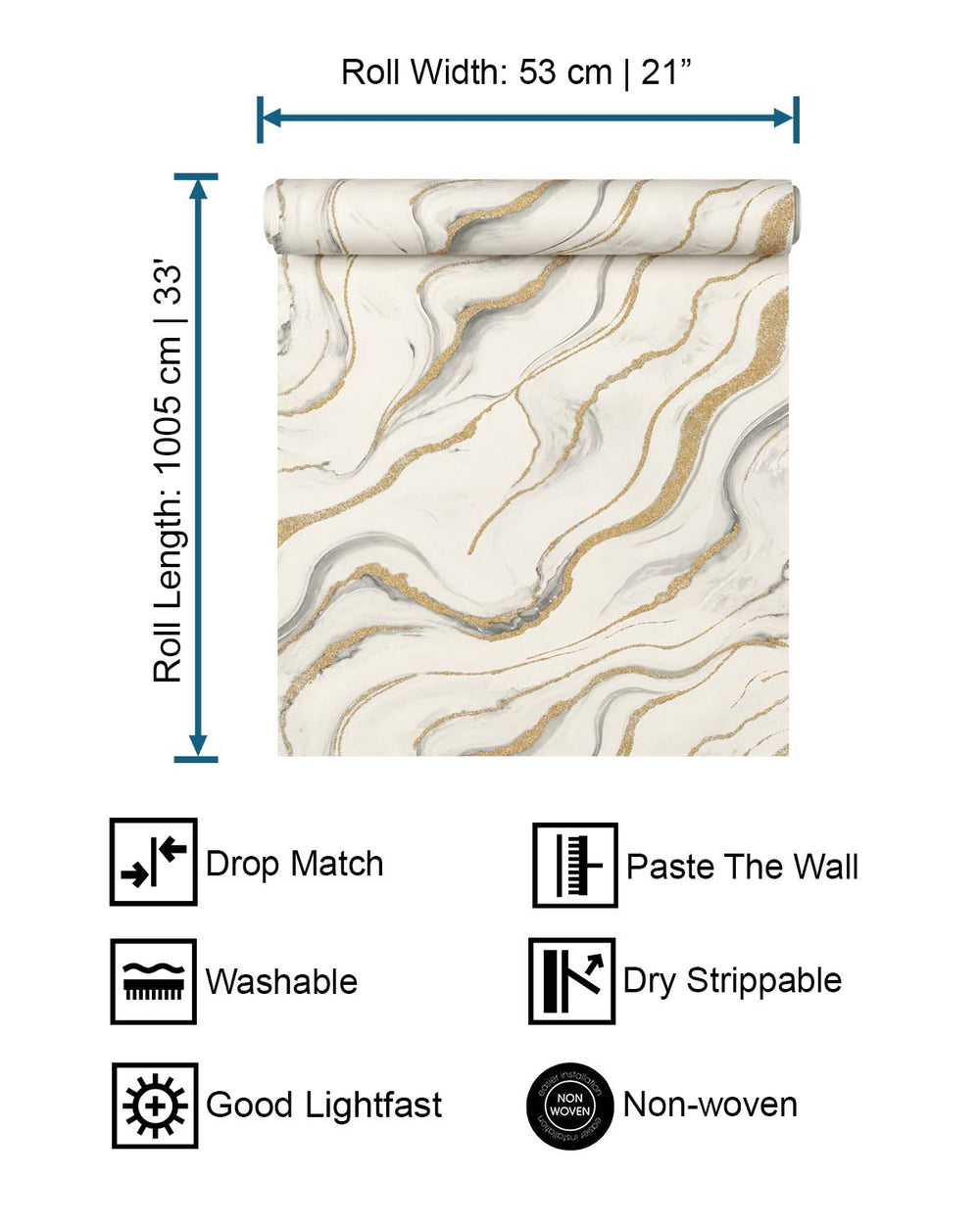 Trite White Faux Marble Print Wallpaper R10593