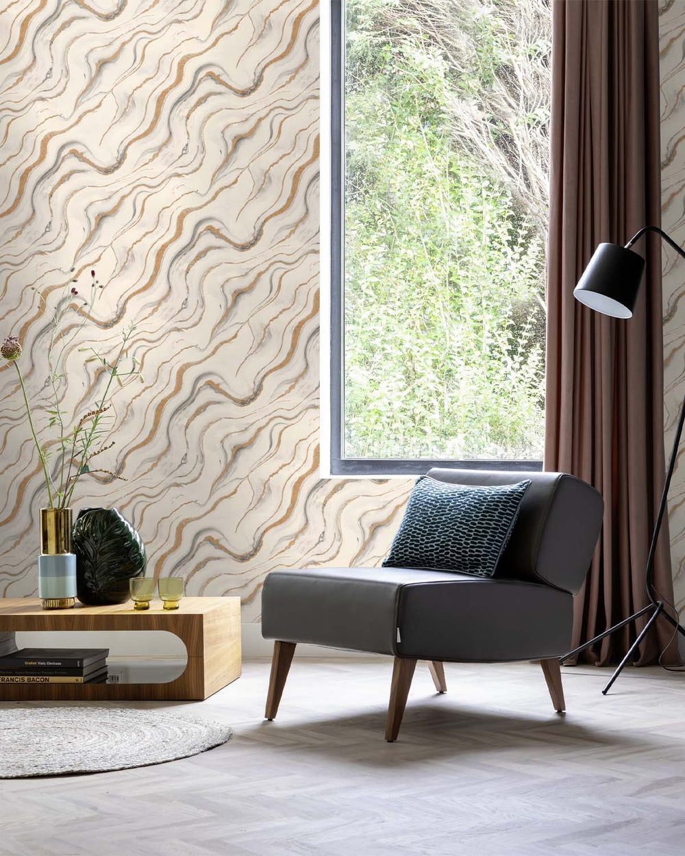 Trite White Faux Marble Print Wallpaper R10593