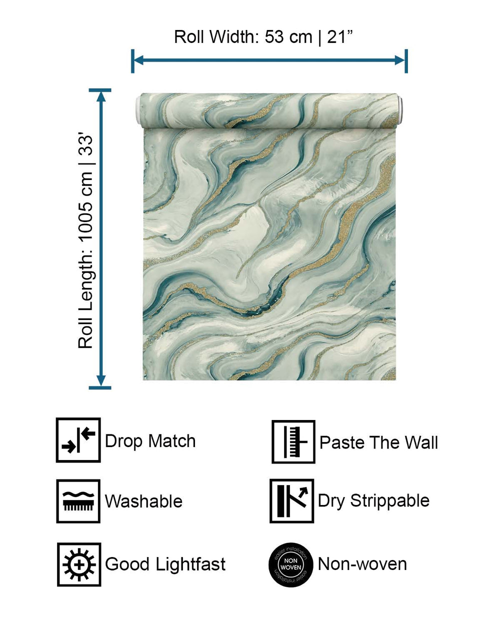 Drizzle Faux Marble Print Wallpaper R10595