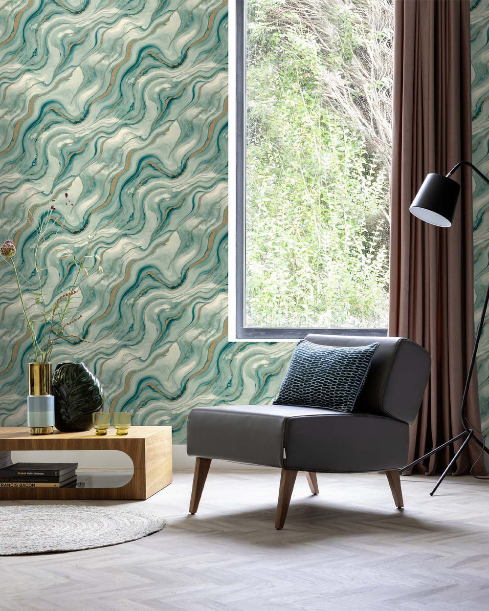 Drizzle Faux Marble Print Wallpaper R10595