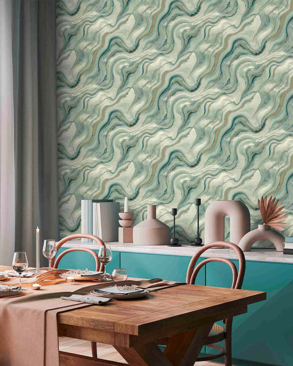 Drizzle Faux Marble Print Wallpaper R10595
