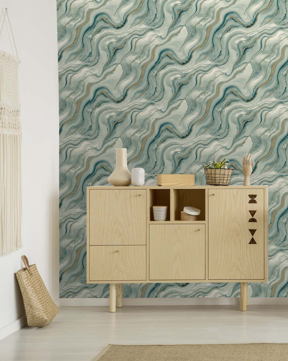 Drizzle Faux Marble Print Wallpaper R10595
