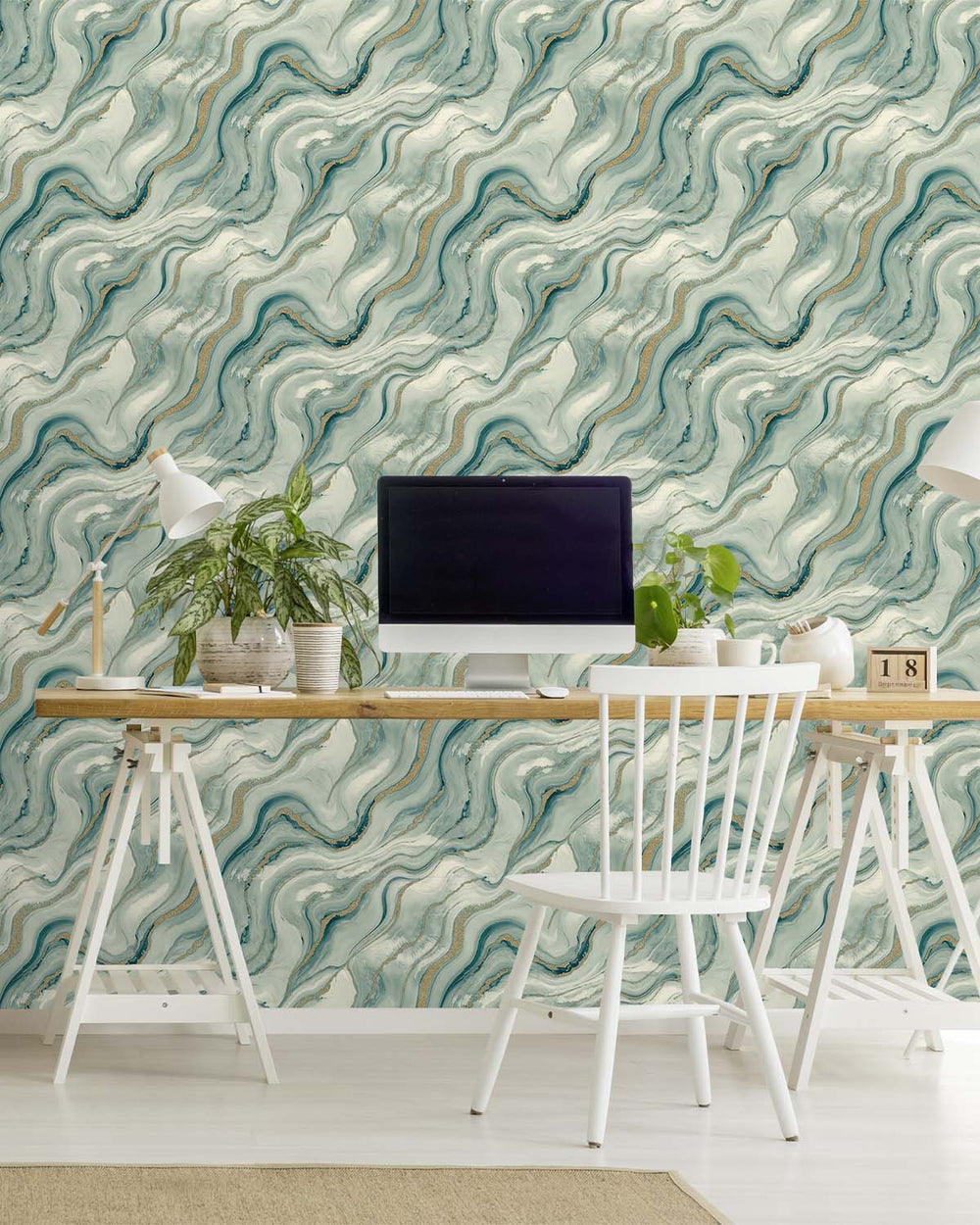 Drizzle Faux Marble Print Wallpaper R10595