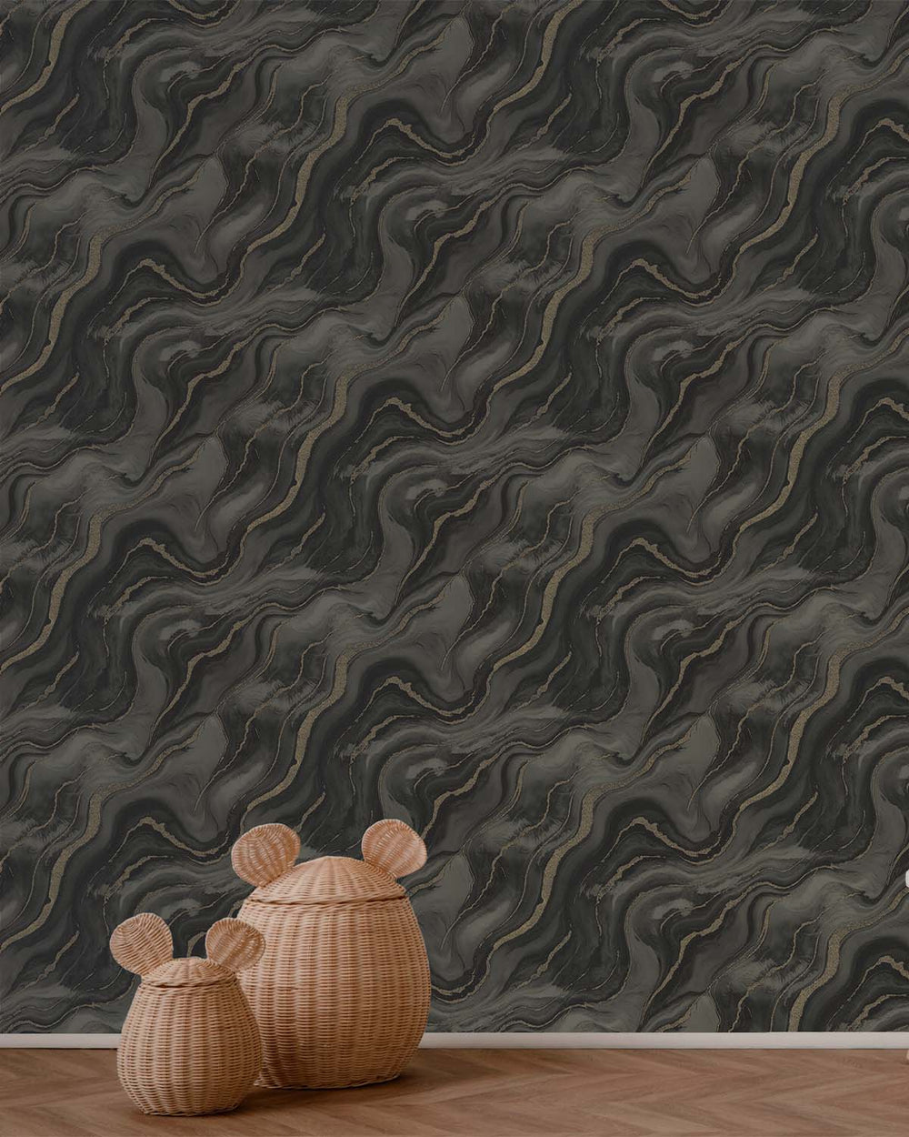 Forest Night Faux Marble Print Wallpaper R10597