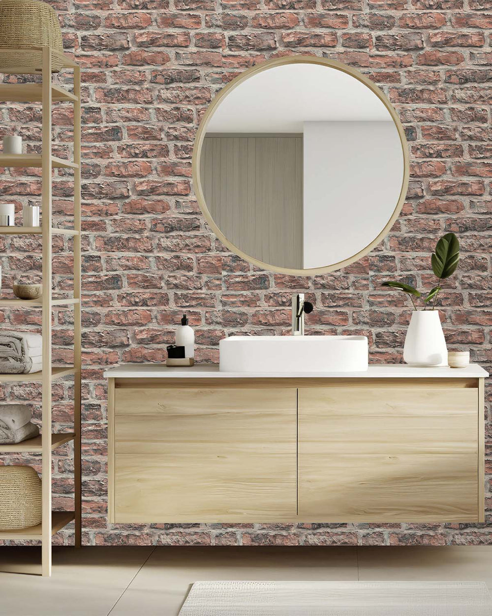 Weathered Saddle Old Brick Print Wallpaper R10600