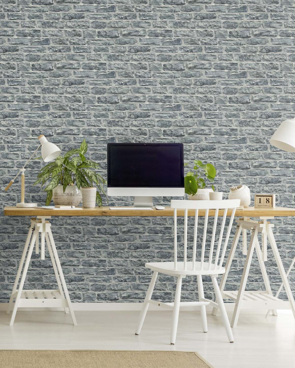 Adeptus Battlegrey Old Brick Print Wallpaper R10601