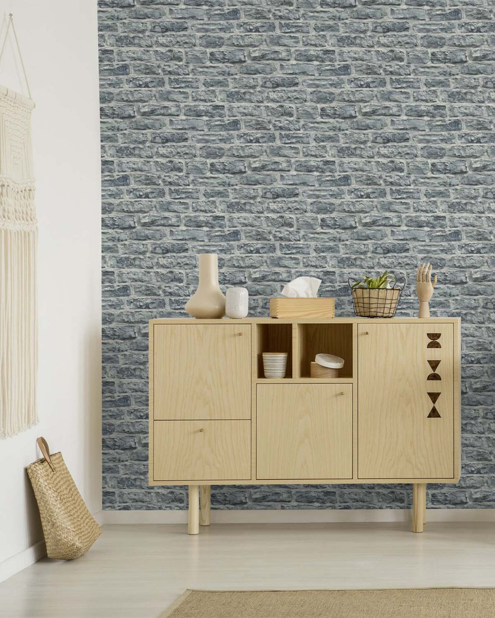 Adeptus Battlegrey Old Brick Print Wallpaper R10601