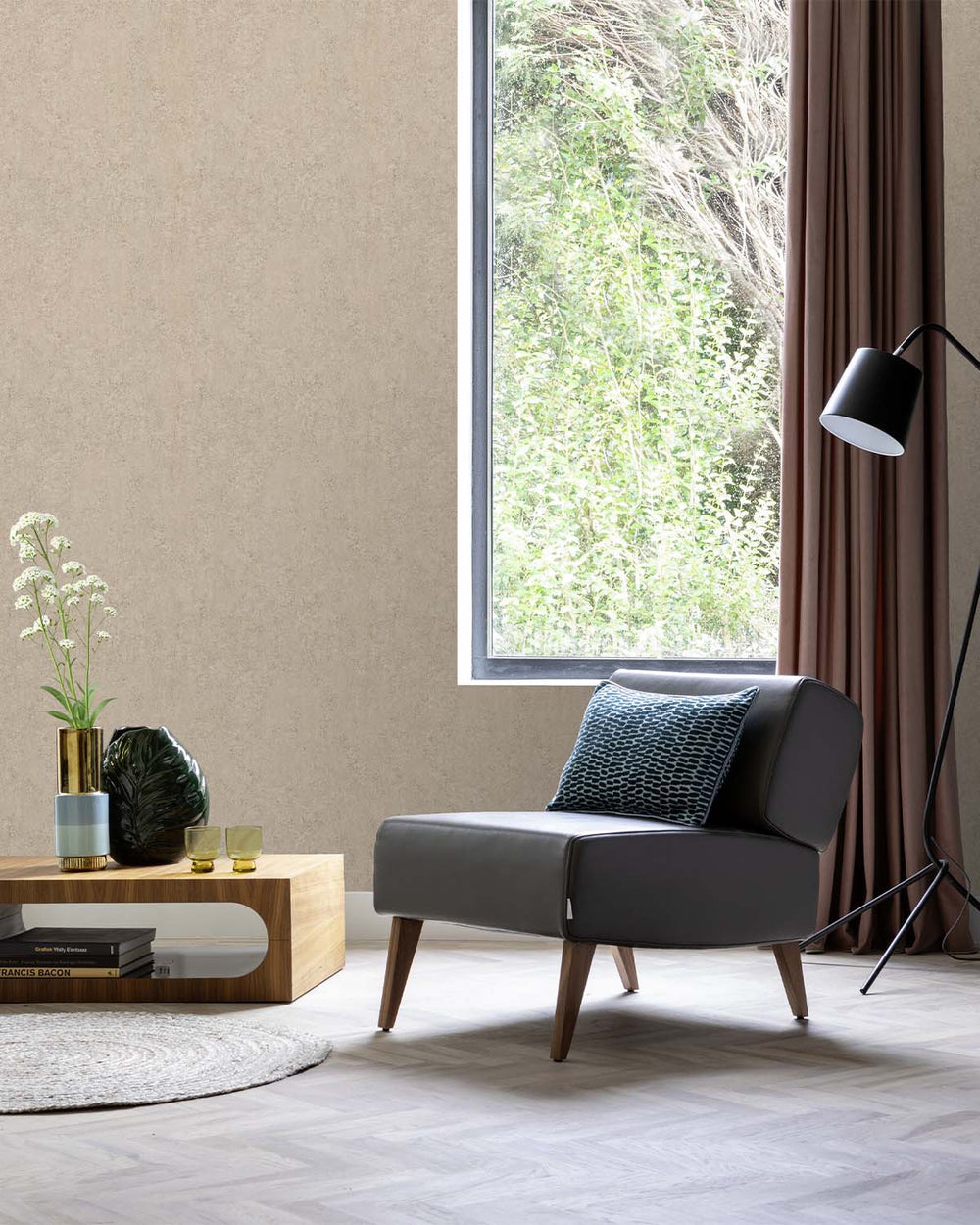 True Khaki Concrete Effect Wallpaper R10604