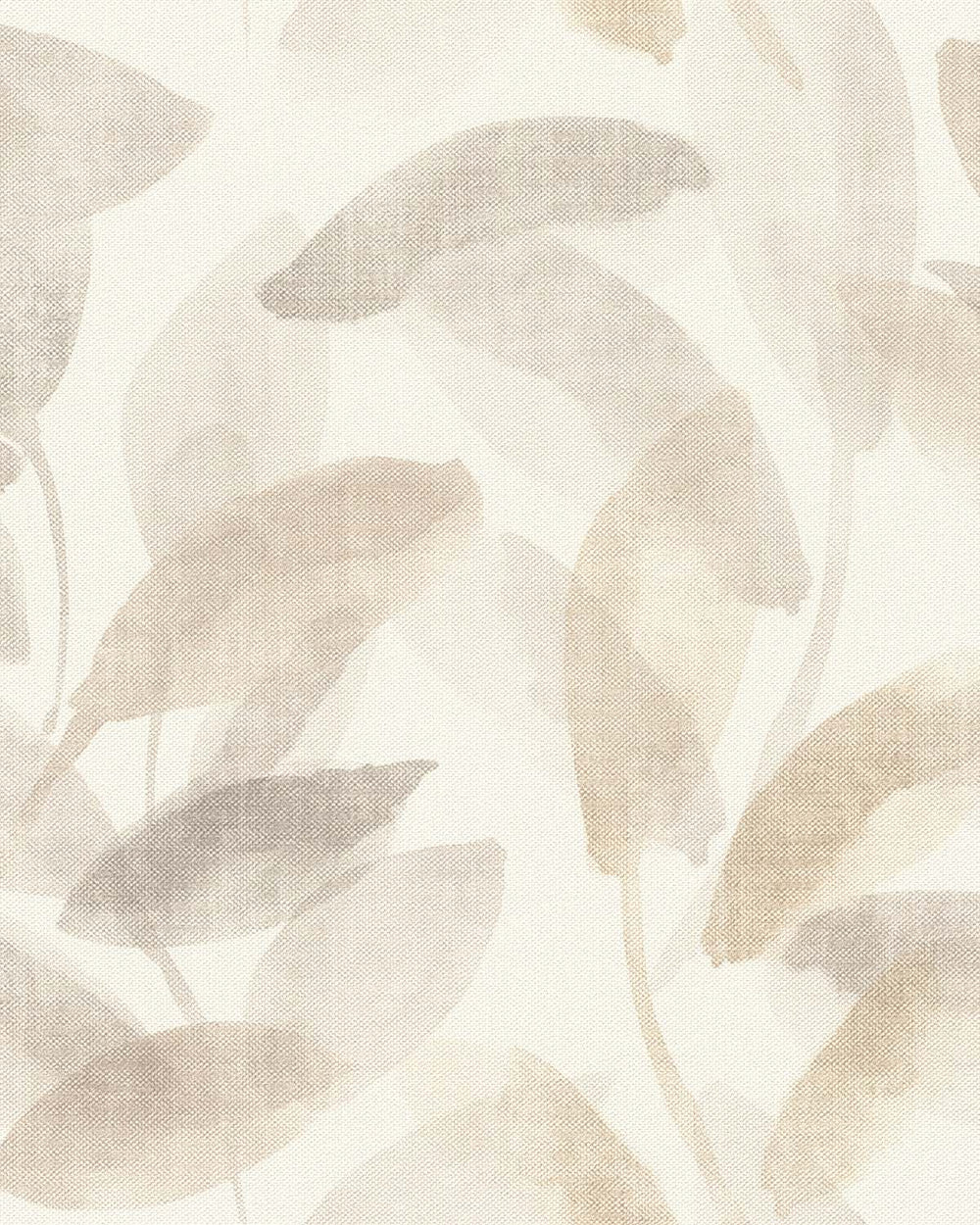 Beige - Grey Watercolor Leaf Print Wallpaper R10610