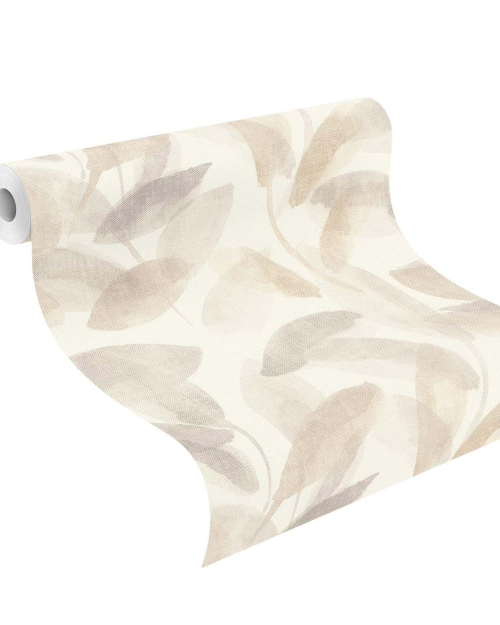 Beige - Grey Watercolor Leaf Print Wallpaper R10610