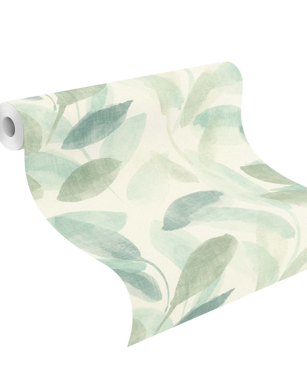Green - Grey Watercolor Leaf Print Wallpaper R10611
