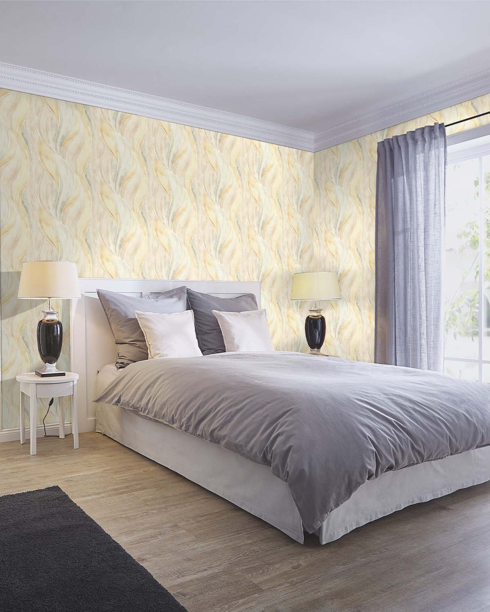 Yellow - Multi Soft Leaf Weave Wallpaper R10612