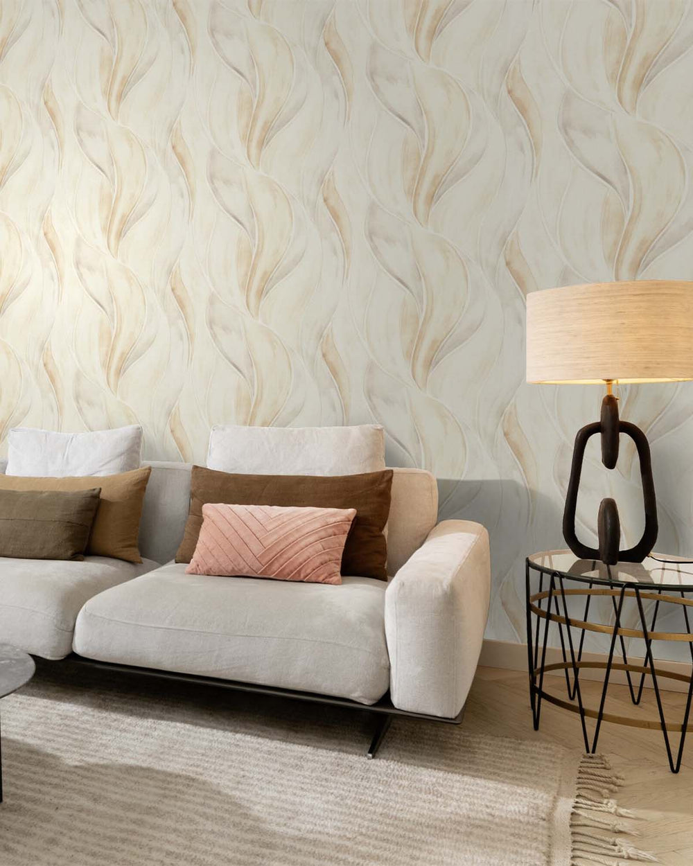 Grey - Multi Soft Leaf Weave Wallpaper R10613