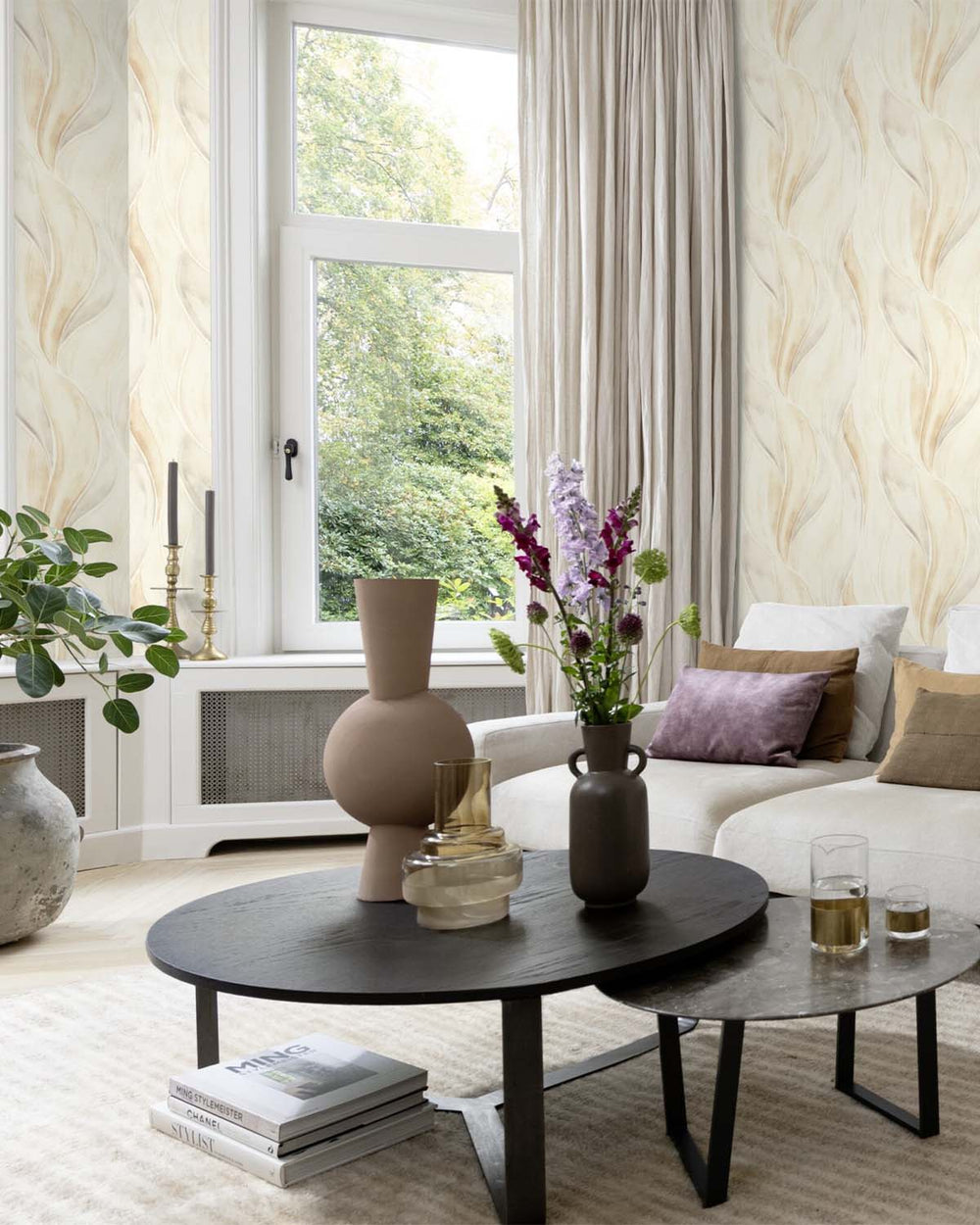 Grey - Multi Soft Leaf Weave Wallpaper R10613
